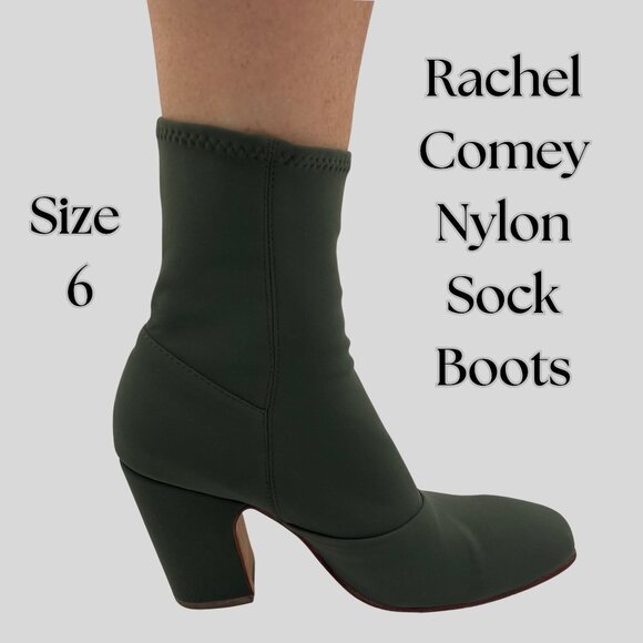 Rachel Comey Nylon Sock Boots – Dark Green, Size 6 - Picture 1 of 9